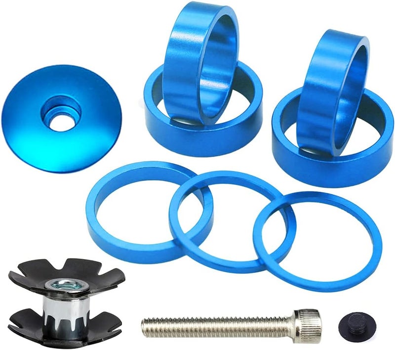 PLATTBK Bike Headset Spacer 1 1/8 Inch,Aluminium Alloy Bicycle Headset Spacers with Stem Top Cap,Headset Star Nut for MTB BMX Road Bike - Image 1